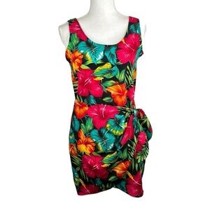 La Belle Hawaiian Tropical Vintage Front Wrap Dress Size Large